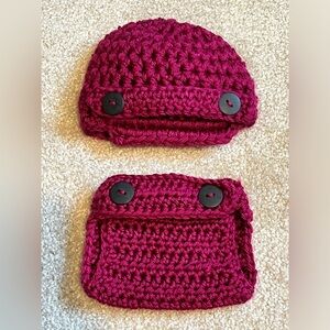 Hand Knit Newborn Hat & Diaper Cover (photography)